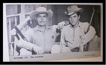John Russell and Peter Brown on Lawman postcard